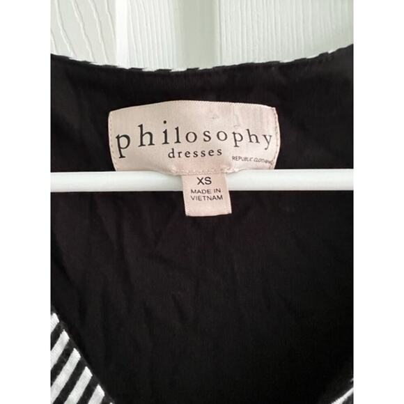 Philosophy Black and White Striped Asymmetrical Dress- Size XS - Picture 4 of 5